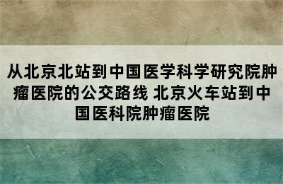 从北京北站到中国医学科学研究院肿瘤医院的公交路线 北京火车站到中国医科院肿瘤医院